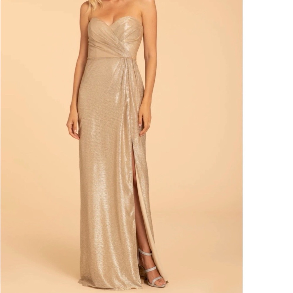 Hayley Paige Occasions Bridesmaid Dress - metallic - size 12 NO SLEEVES